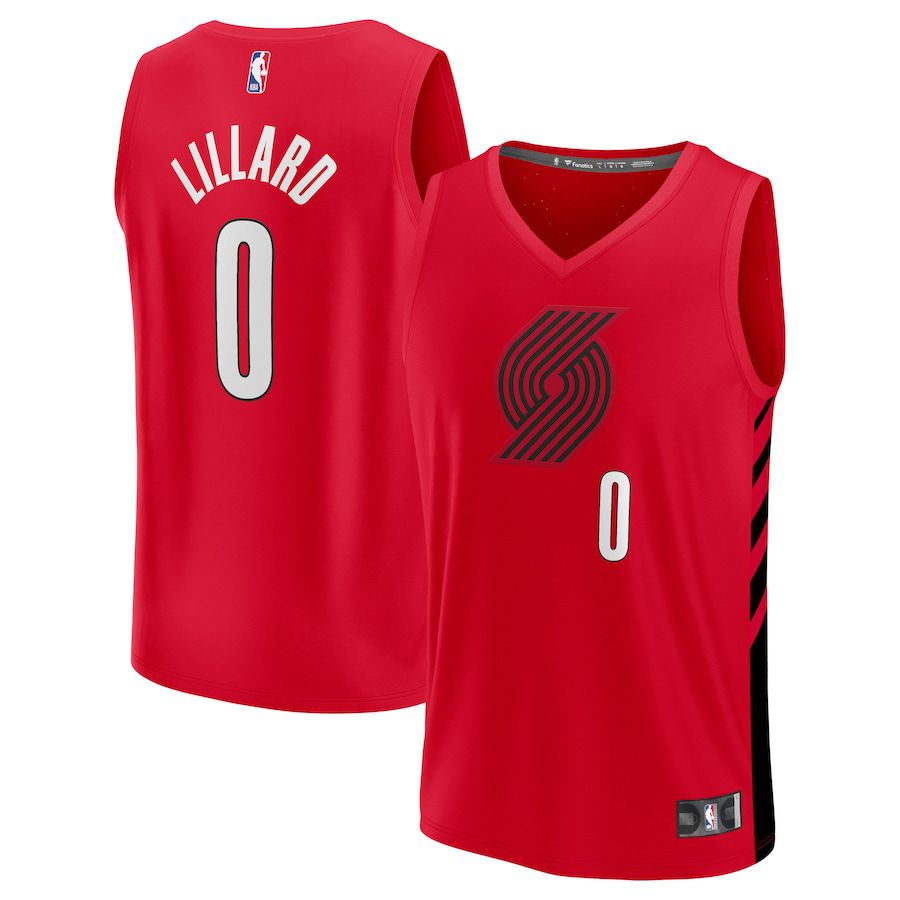 Men Portland Trail Blazers #0 Damian Lillard Fanatics Branded Red Statement Edition 2022-23 Fast Break NBA Jersey->customized nba jersey->Custom Jersey